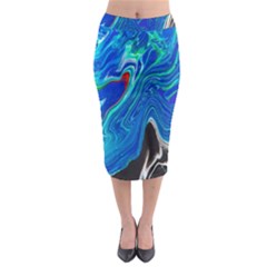 Paint Acrylic Paint Art Colorful Blue Midi Pencil Skirt by Pakrebo