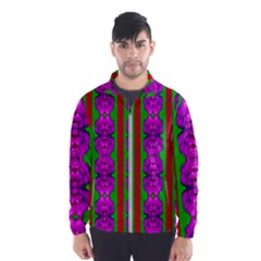 Love For The Fantasy Flowers With Happy Purple And Golden Joy Men s Windbreaker by pepitasart