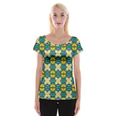 Seamless Wallpaper Pattern Symmetry Cap Sleeve Top by Pakrebo