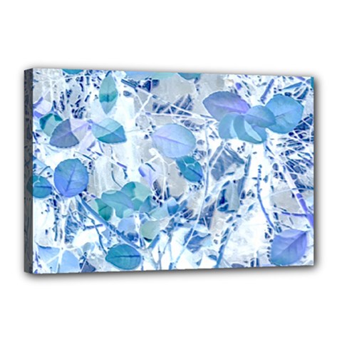 Cyan Floral Print Canvas 18  X 12  (stretched) by dflcprintsclothing