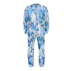 Cyan Floral Print Onepiece Jumpsuit (kids) by dflcprintsclothing