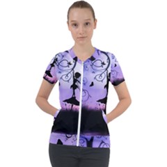 Cute Fairy Dancing In The Night Short Sleeve Zip Up Jacket by FantasyWorld7