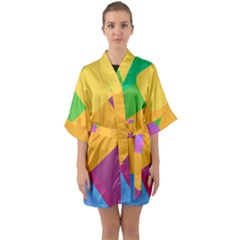 Geometry Nothing Color Quarter Sleeve Kimono Robe