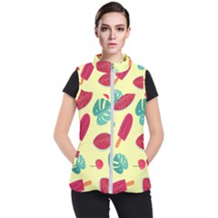 Watermelon Leaves Strawberry Women s Puffer Vest by HermanTelo