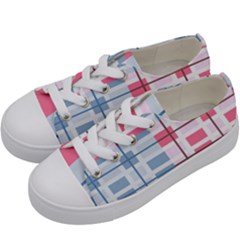 Fabric Textile Plaid Kids  Low Top Canvas Sneakers by HermanTelo