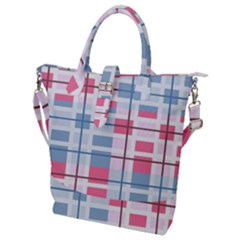 Fabric Textile Plaid Buckle Top Tote Bag