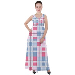 Fabric Textile Plaid Empire Waist Velour Maxi Dress