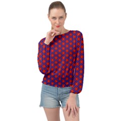 Blue Pattern Texture Banded Bottom Chiffon Top by HermanTelo