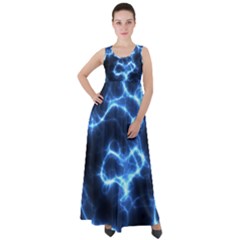 Electricity Blue Brightness Empire Waist Velour Maxi Dress