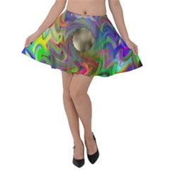 Rainbow Plasma Neon Velvet Skater Skirt by HermanTelo