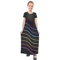 Wallpaper Background Colors Neon Kids  Short Sleeve Maxi Dress