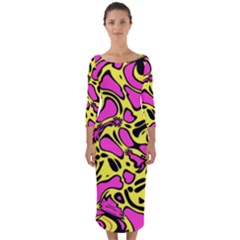 Splotchyblob Quarter Sleeve Midi Bodycon Dress by designsbyamerianna