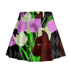 The Cat And The Tulips Mini Flare Skirt by bloomingvinedesign