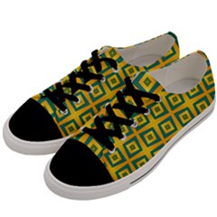 Green Plaid Star Gold Background Men s Low Top Canvas Sneakers