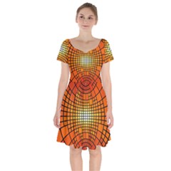 Pattern Background Rings Circle Orange Short Sleeve Bardot Dress by Pakrebo