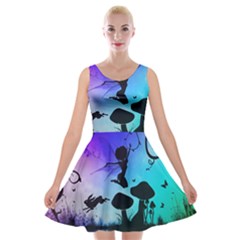 Cute Fairy Dancing In The Night Velvet Skater Dress by FantasyWorld7