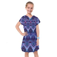 Blue Elegance Elaborate Fractal Fashion Kids  Drop Waist Dress