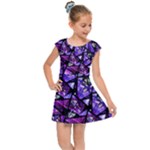  Blue purple Shattered Glass Kids  Cap Sleeve Dress
