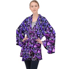  Blue Purple Shattered Glass Velvet Kimono Robe