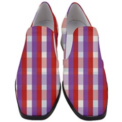 Gingham Pattern Line Women Slip On Heel Loafers by HermanTelo