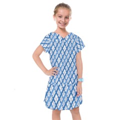 Geometric Overlay Blue Kids  Drop Waist Dress by Bajindul