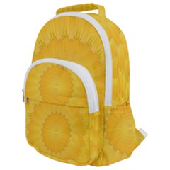 Wave Lines Yellow Rounded Multi Pocket Backpack by HermanTelo
