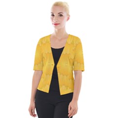 Wave Lines Yellow Cropped Button Cardigan