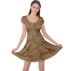 Wood Texture Wooden Cap Sleeve Dress