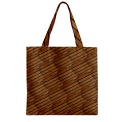 Wood Texture Wooden Zipper Grocery Tote Bag