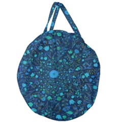 Light Blue Medieval Flowers Giant Round Zipper Tote