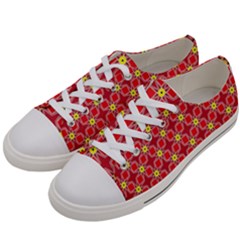 Red Yellow Pattern Design Women s Low Top Canvas Sneakers
