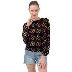 Scissors Pattern Colorful Prismatic Banded Bottom Chiffon Top by HermanTelo