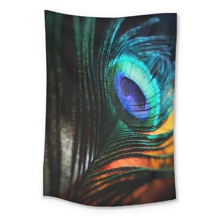 Green And Blue Peacock Feather Large Tapestry