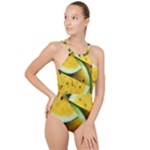 Sliced Watermelon Lot High Neck One Piece Swimsuit