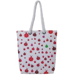 Beetle Animals Red Green Flying Full Print Rope Handle Tote (small)