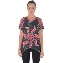 Flower Abstract Cut Out Side Drop Tee