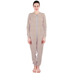 Gingham Check Plaid Fabric Pattern Grey Onepiece Jumpsuit (ladies) 