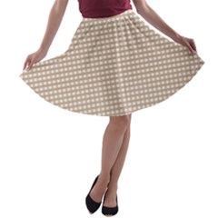 Gingham Check Plaid Fabric Pattern Grey A-line Skater Skirt