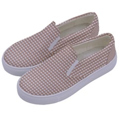 Gingham Check Plaid Fabric Pattern Grey Kids  Canvas Slip Ons by HermanTelo