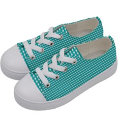 Gingham Plaid Fabric Pattern Green Kids  Low Top Canvas Sneakers by HermanTelo