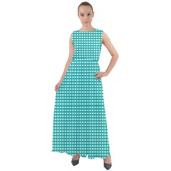 Gingham Plaid Fabric Pattern Green Chiffon Mesh Maxi Dress