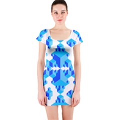 Cubes Abstract Wallpapers Short Sleeve Bodycon Dress