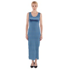 Gingham Plaid Fabric Pattern Blue Fitted Maxi Dress by HermanTelo