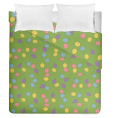 Balloon Grass Party Green Purple Duvet Cover Double Side (queen Size) by HermanTelo