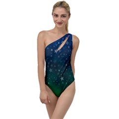Background Blue Green Stars Night To One Side Swimsuit by HermanTelo