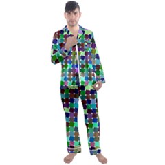 Geometric Background Colorful Men s Satin Pajamas Long Pants Set