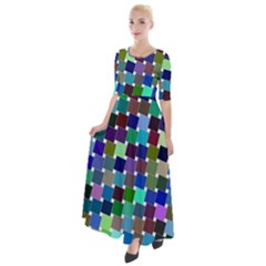 Geometric Background Colorful Half Sleeves Maxi Dress