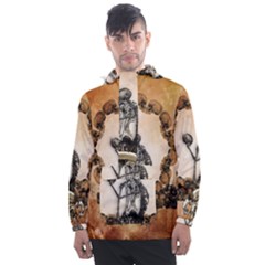 Awesome Skeleton With Skulls Men s Front Pocket Pullover Windbreaker by FantasyWorld7