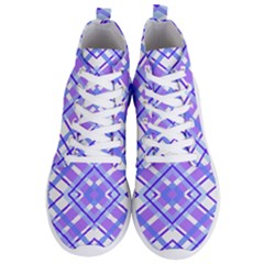 Geometric Plaid Purple Blue Men s Lightweight High Top Sneakers