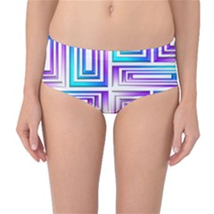 Geometric Metallic Aqua Purple Mid-waist Bikini Bottoms